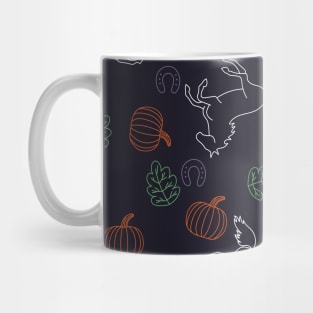 Halloween and Fall Pumpkins, Leaves, Horse Pattern Mug